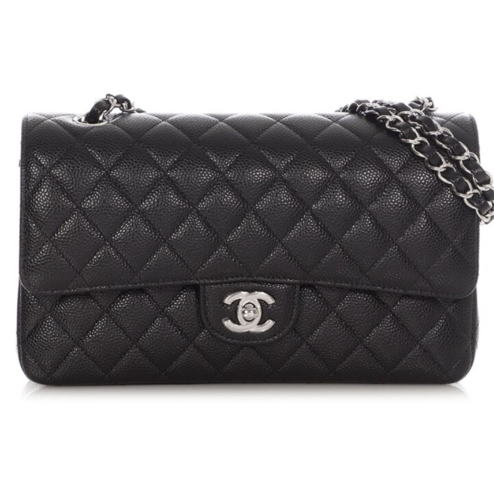 CHANEL CLASSIC HANDBAG, Pre-owned, silver and black